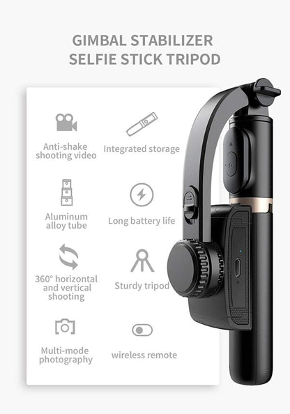 Q08 1-axis Gimbal Stabilizer 3-in-1 Extendable Selfie Stick Tripod-IVXI Single Gimbal for Mobile, Camera Single-Axis wireless Camera Stabilizer