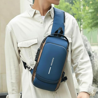 Waterproof Anti-Theft Sling Backpack with USB Charging Port, Password Lock & Hidden Pockets
