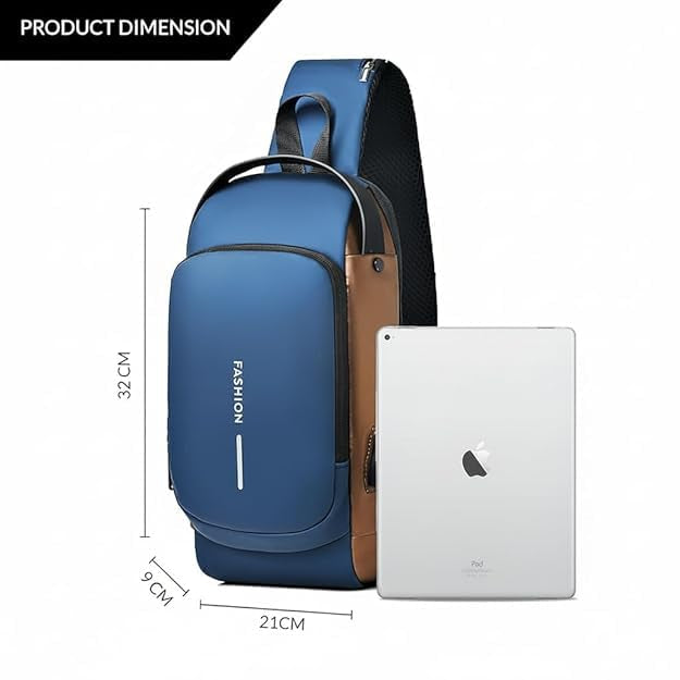 Waterproof Anti-Theft Sling Backpack with USB Charging Port, Password Lock & Hidden Pockets