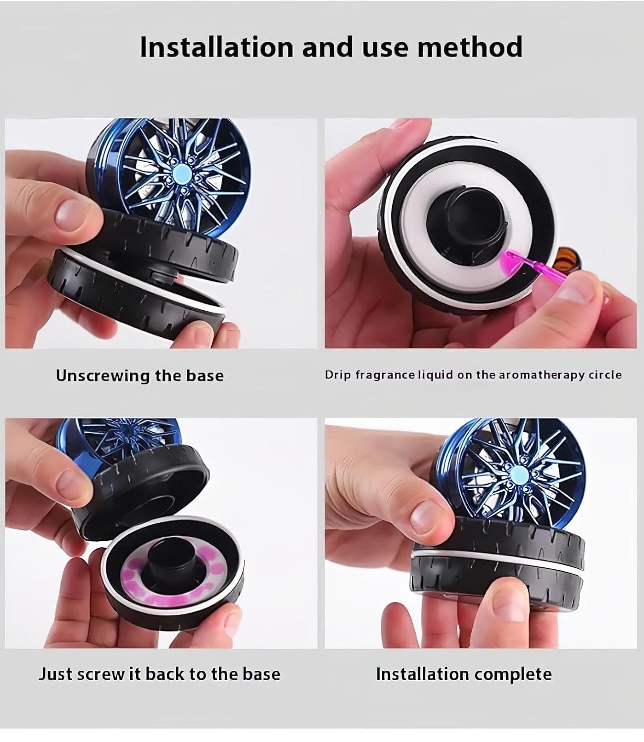 360° Rotating Alloy Wheel Car Air Freshener Diffuser