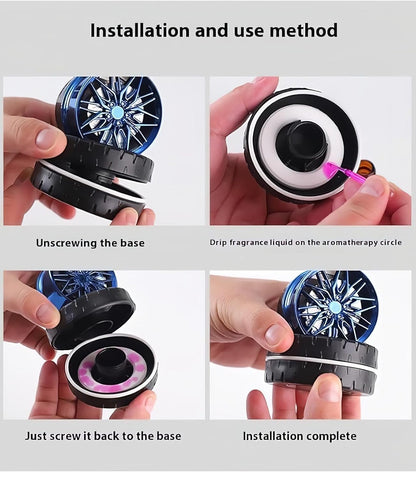 360° Rotating Alloy Wheel Car Air Freshener Diffuser