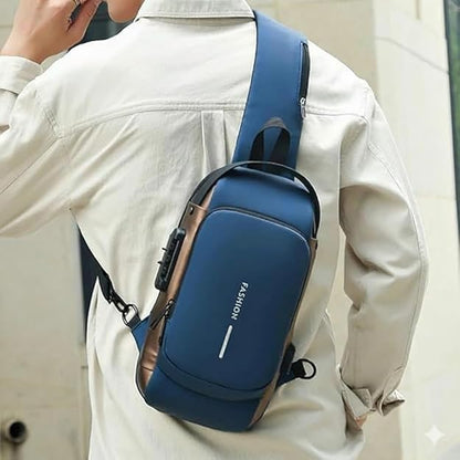 Waterproof Anti-Theft Sling Backpack with USB Charging Port, Password Lock & Hidden Pockets
