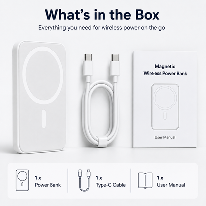MagSafe Magnetic Wireless Power Bank 3000mAh | 5W Fast Wireless Charging | Portable Magnetic Battery Pack Compatible with iPhone 12/13/14/15/16 Series