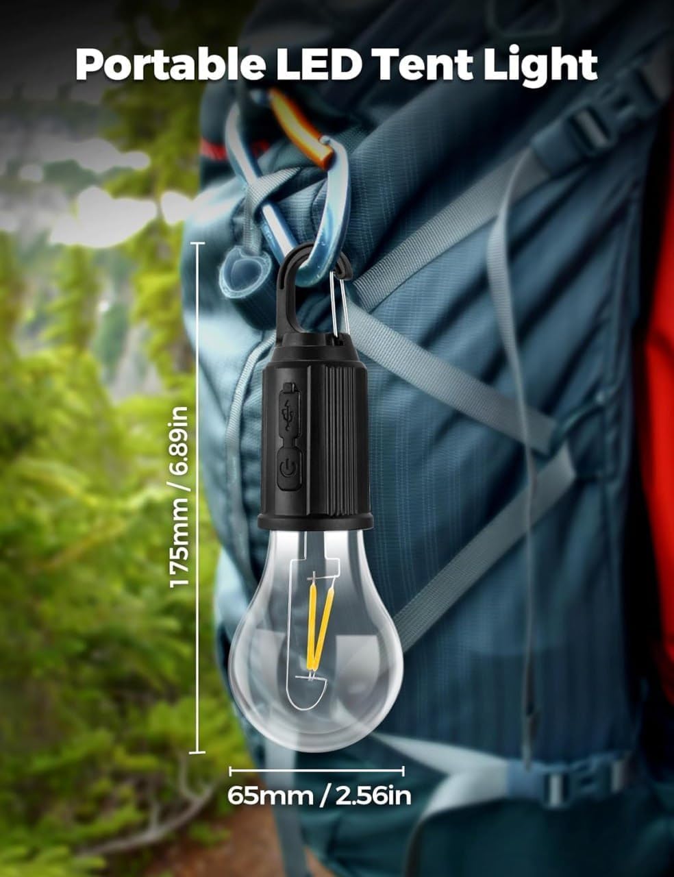 Rechargeable Camping Lights, Waterproof LED Tent Lights with USB Cable, 3 Modes Hanging Camping Lantern, Hanging Lamp for Hiking, Emergency, Camping, Household, Car Repairing