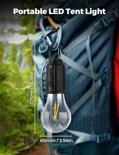 Rechargeable Camping Lights, Waterproof LED Tent Lights with USB Cable, 3 Modes Hanging Camping Lantern, Hanging Lamp for Hiking, Emergency, Camping, Household, Car Repairing