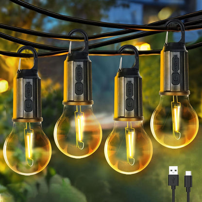 Rechargeable Camping Lights, Waterproof LED Tent Lights with USB Cable, 3 Modes Hanging Camping Lantern, Hanging Lamp for Hiking, Emergency, Camping, Household, Car Repairing