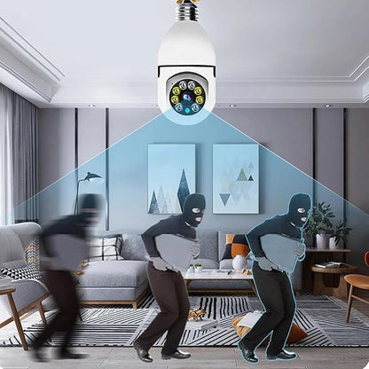 Smart 360 1080p HD Bulb Light Wireless WiFi Indoor IP Camera, HD Eye 360 Degree Panoramic Mini Lamp IR CCTV Home Security Camera