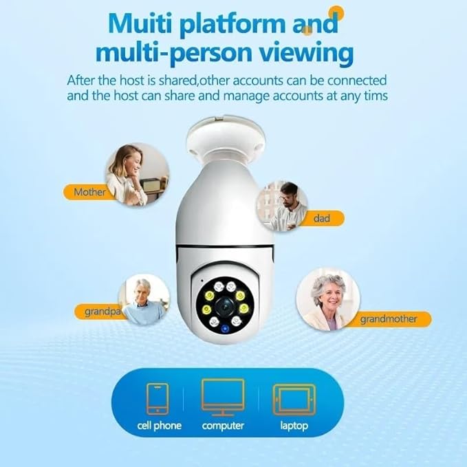 Smart 360 1080p HD Bulb Light Wireless WiFi Indoor IP Camera, HD Eye 360 Degree Panoramic Mini Lamp IR CCTV Home Security Camera