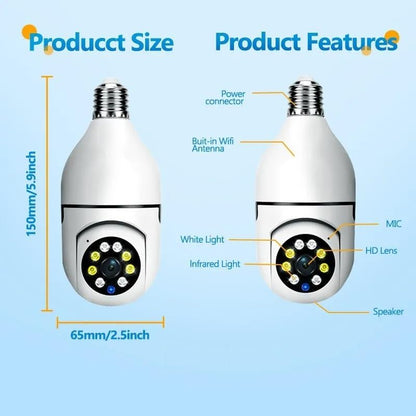 Smart 360 1080p HD Bulb Light Wireless WiFi Indoor IP Camera, HD Eye 360 Degree Panoramic Mini Lamp IR CCTV Home Security Camera
