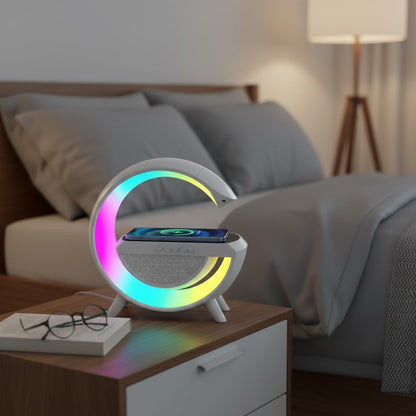 3 IN 1 MULTIFUNCTION G SHAPE LED BLUTOOTH SPEAKER WITH WIRELESD FAST CHARGER