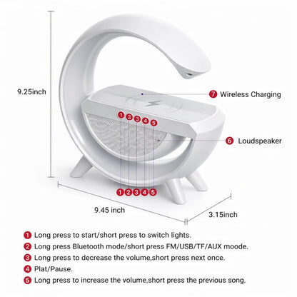 3 IN 1 MULTIFUNCTION G SHAPE LED BLUTOOTH SPEAKER WITH WIRELESD FAST CHARGER