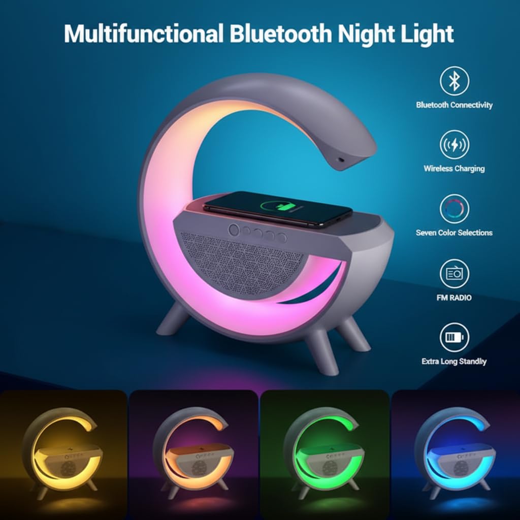 3 IN 1 MULTIFUNCTION G SHAPE LED BLUTOOTH SPEAKER WITH WIRELESD FAST CHARGER