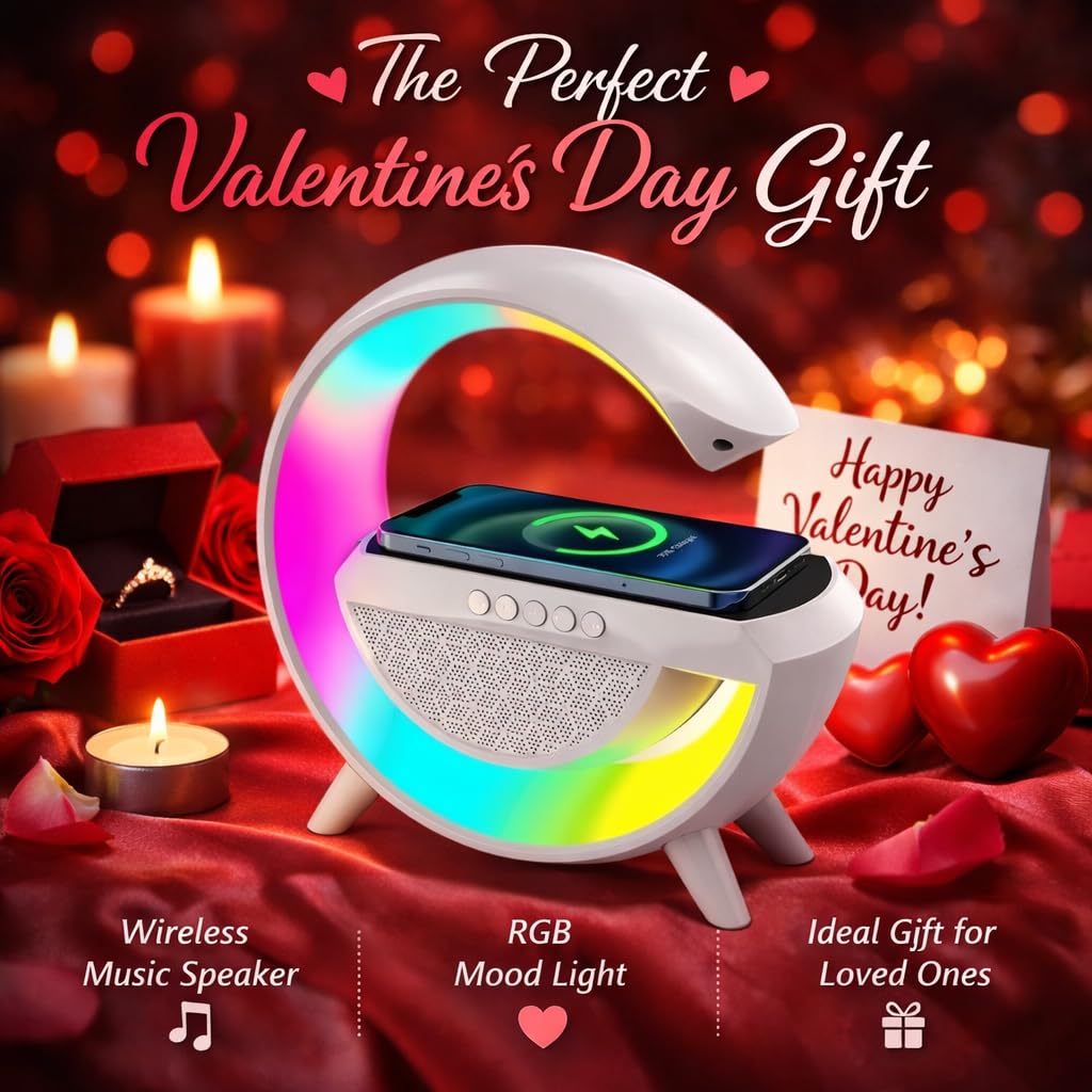 3 IN 1 MULTIFUNCTION G SHAPE LED BLUTOOTH SPEAKER WITH WIRELESD FAST CHARGER