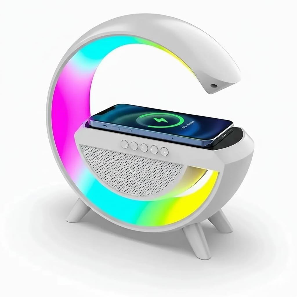3 IN 1 MULTIFUNCTION G SHAPE LED BLUTOOTH SPEAKER WITH WIRELESD FAST CHARGER