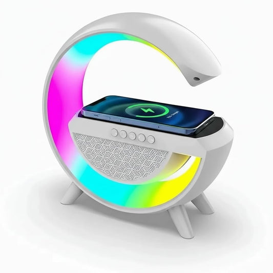 3 IN 1 MULTIFUNCTION G SHAPE LED BLUTOOTH SPEAKER WITH WIRELESD FAST CHARGER