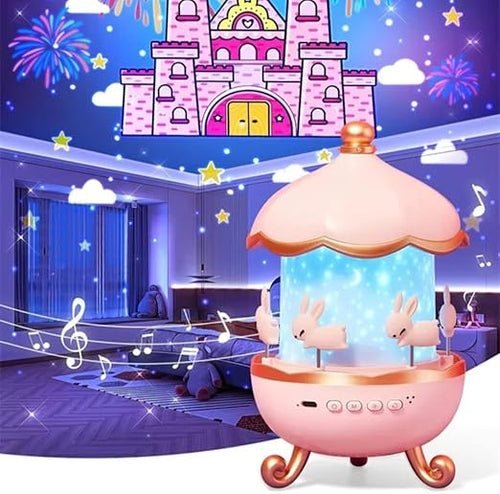 Rotating Cabin Projector Lamp Star Projector Night Light for Kids Baby Sound Machine Night Light for Room Decor Kids Night Lights for Bedroom