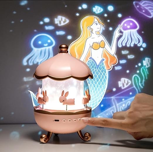 Rotating Cabin Projector Lamp Star Projector Night Light for Kids Baby Sound Machine Night Light for Room Decor Kids Night Lights for Bedroom