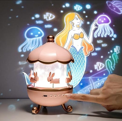 Rotating Cabin Projector Lamp Star Projector Night Light for Kids Baby Sound Machine Night Light for Room Decor Kids Night Lights for Bedroom