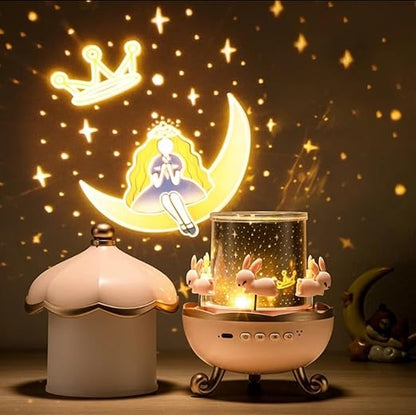 Rotating Cabin Projector Lamp Star Projector Night Light for Kids Baby Sound Machine Night Light for Room Decor Kids Night Lights for Bedroom