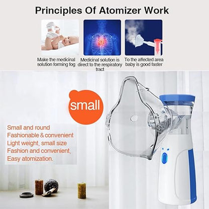 Portable Mesh Nebulizer No Noise, High Nebulization Rate, Personal Inhalers for Breathing Problems Lightweight, Travel Friendly for Adults & Kids. Multicolor
