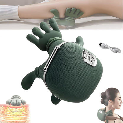 Bionic Heated Massager, Wireless Portable Shiatsu Neck and Back Massager, Electric Deep Tissue 4D Kneading Massage, Simulated Human Hand Design for Pain Relief and Muscle Relax (GREEN B1)