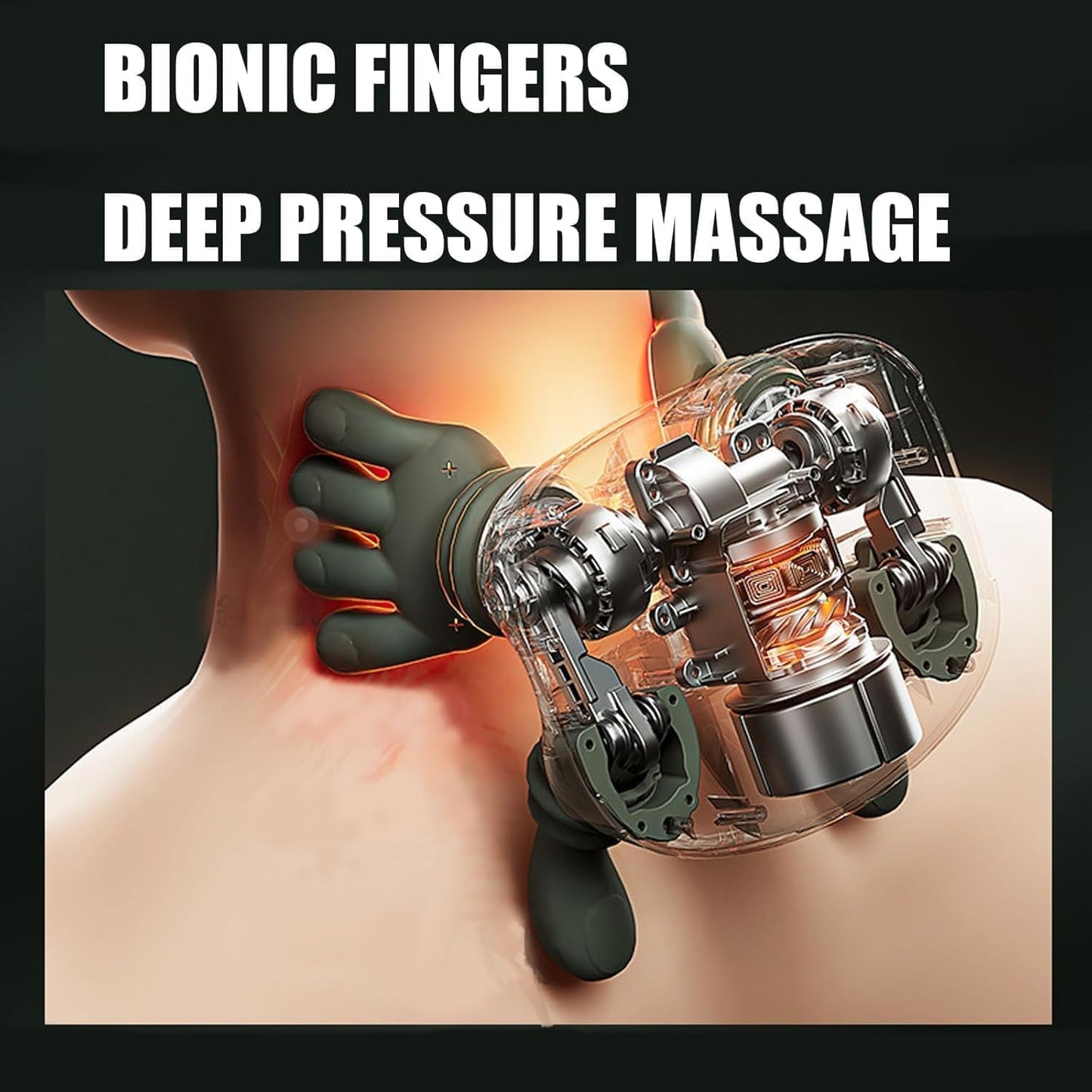 Bionic Heated Massager, Wireless Portable Shiatsu Neck and Back Massager, Electric Deep Tissue 4D Kneading Massage, Simulated Human Hand Design for Pain Relief and Muscle Relax (GREEN B1)