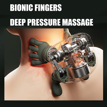 Bionic Heated Massager, Wireless Portable Shiatsu Neck and Back Massager, Electric Deep Tissue 4D Kneading Massage, Simulated Human Hand Design for Pain Relief and Muscle Relax (GREEN B1)