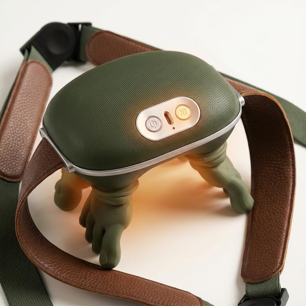 Bionic Heated Massager, Wireless Portable Shiatsu Neck and Back Massager, Electric Deep Tissue 4D Kneading Massage, Simulated Human Hand Design for Pain Relief and Muscle Relax (GREEN B1)