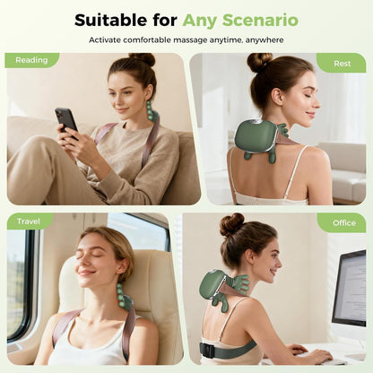 Bionic Heated Massager, Wireless Portable Shiatsu Neck and Back Massager, Electric Deep Tissue 4D Kneading Massage, Simulated Human Hand Design for Pain Relief and Muscle Relax (GREEN B1)