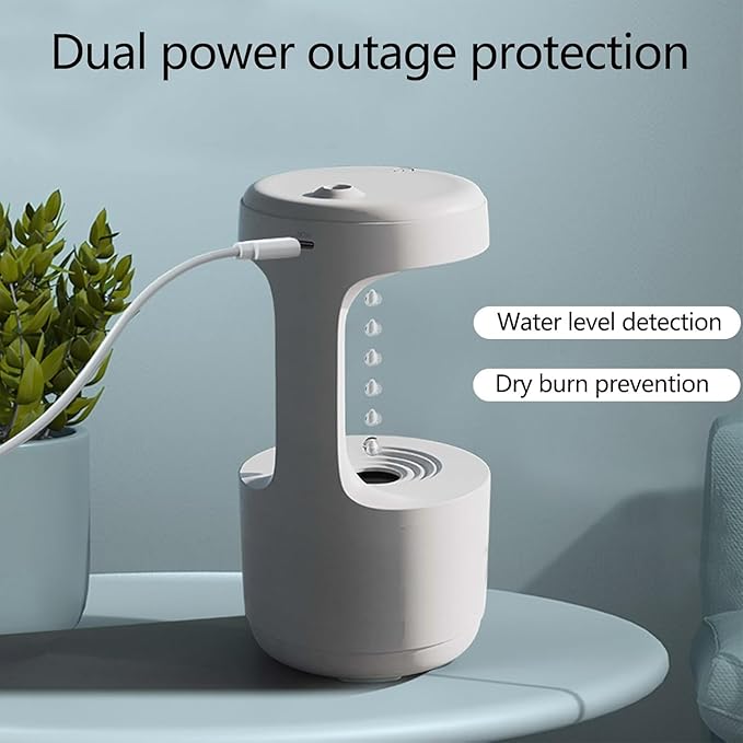 Anti-Gravity Humidifier with LED Display – 800ML Ultrasonic Cool Mist Maker, Quiet Desktop Fogger for Home, Office, Bedroom – Soothing Water Drop Design