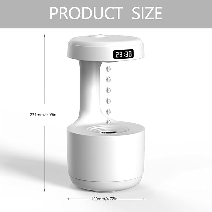 Anti-Gravity Humidifier with LED Display – 800ML Ultrasonic Cool Mist Maker, Quiet Desktop Fogger for Home, Office, Bedroom – Soothing Water Drop Design