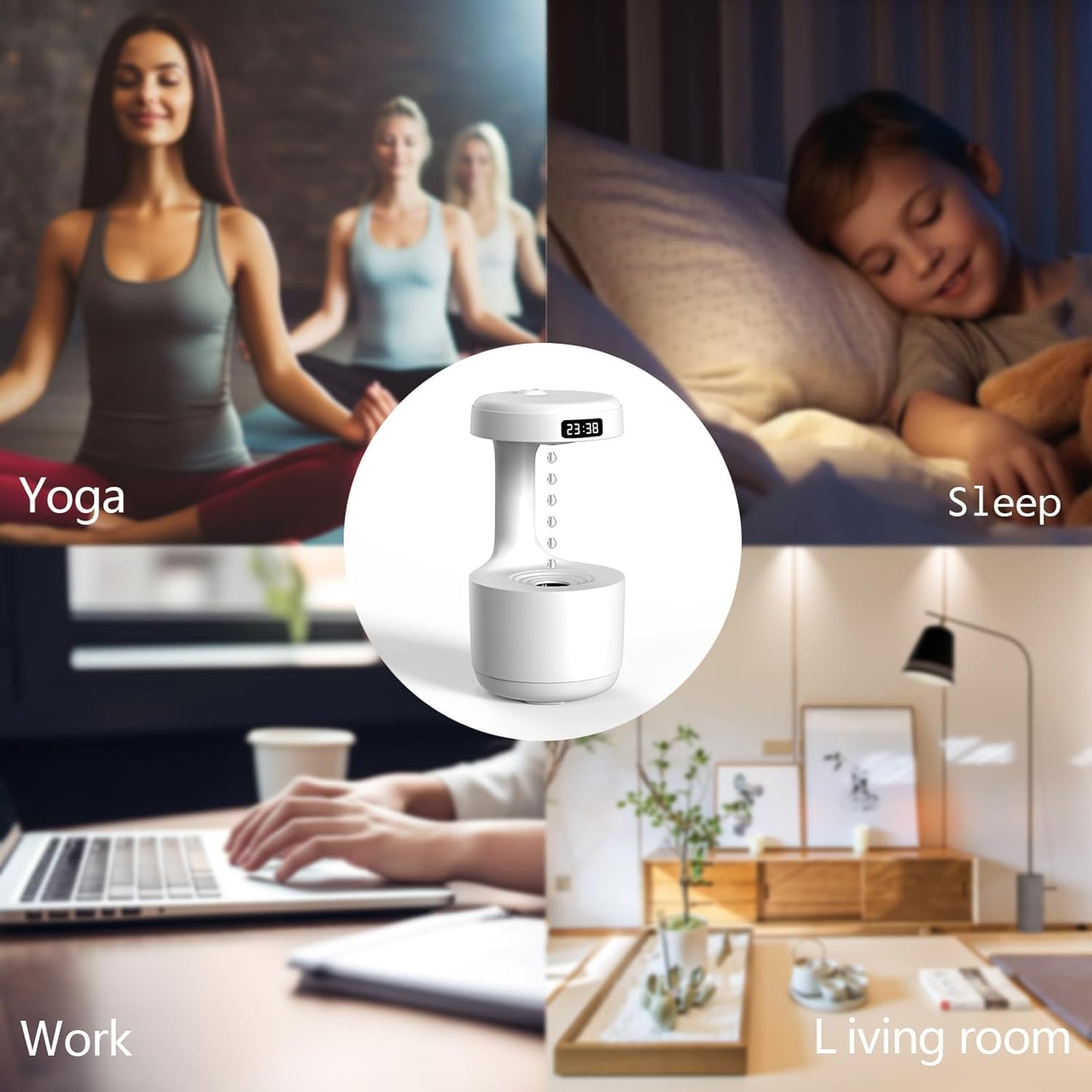 Anti-Gravity Humidifier with LED Display – 800ML Ultrasonic Cool Mist Maker, Quiet Desktop Fogger for Home, Office, Bedroom – Soothing Water Drop Design