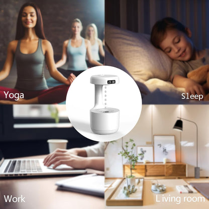 Anti-Gravity Humidifier with LED Display – 800ML Ultrasonic Cool Mist Maker, Quiet Desktop Fogger for Home, Office, Bedroom – Soothing Water Drop Design